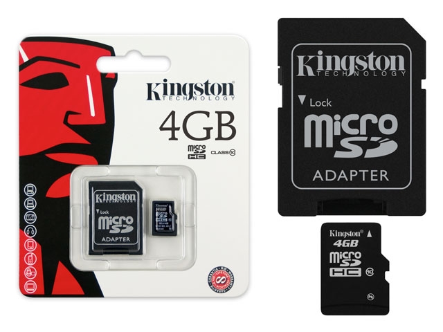 CARTÃO MEMORIA MICRO SD 4GB KINGSTON 2 EM 1