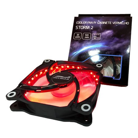 COOLER FAN P/ GABINETE 120MM LED MYMAX - VERMEL P