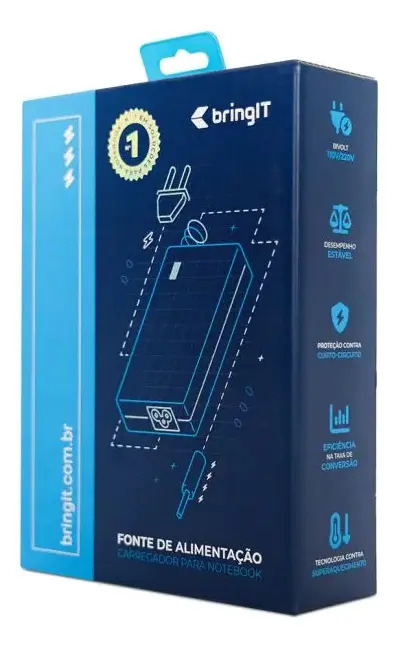 FONTE NOTEBOOK HP PINO FINO AZUL 19,5V 3.33A - P