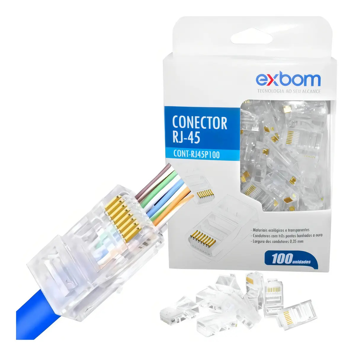 PINO RJ45 VAZADO CAT5/CAT6 C/ 100UN - EXBOM - P