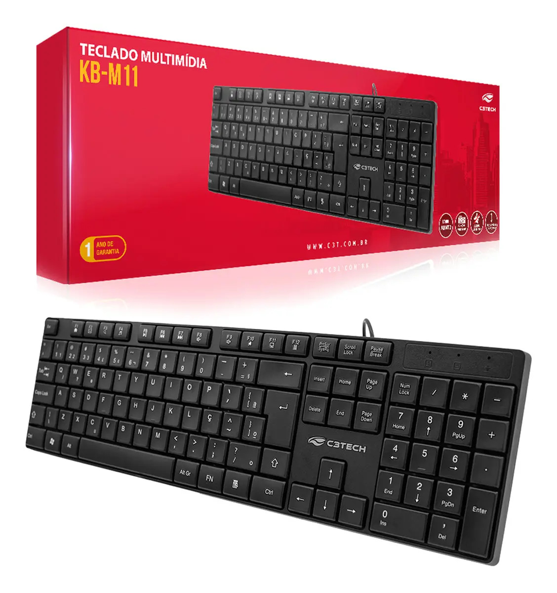 TECLADO USB BASICO KB-M11BK - C3TECH - P
