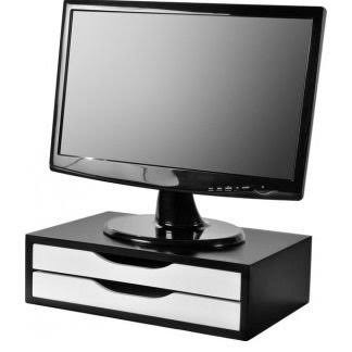 SUPORTE MONITOR 2 GAVETAS PRETO