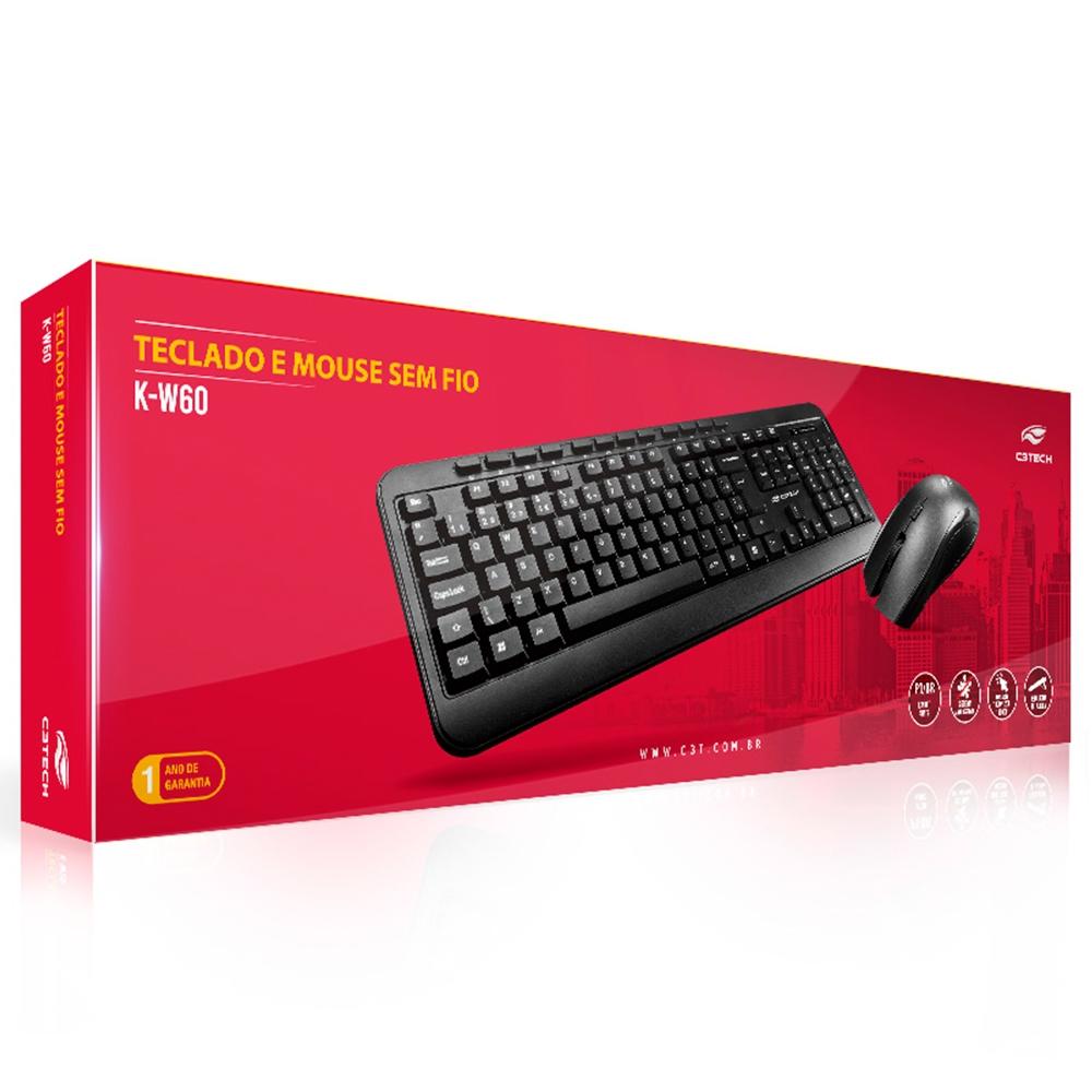 KIT TECLADO E MOUSE WIRELESS K-W60 C3T