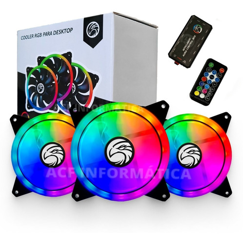 KIT 3 COOLERS 12X12CM RGB BRAZIL PC