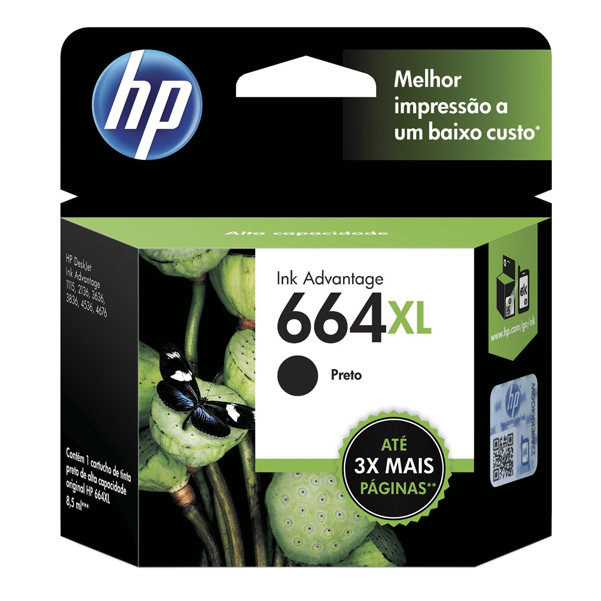 CARTUCHO 664XL PRETO HP
